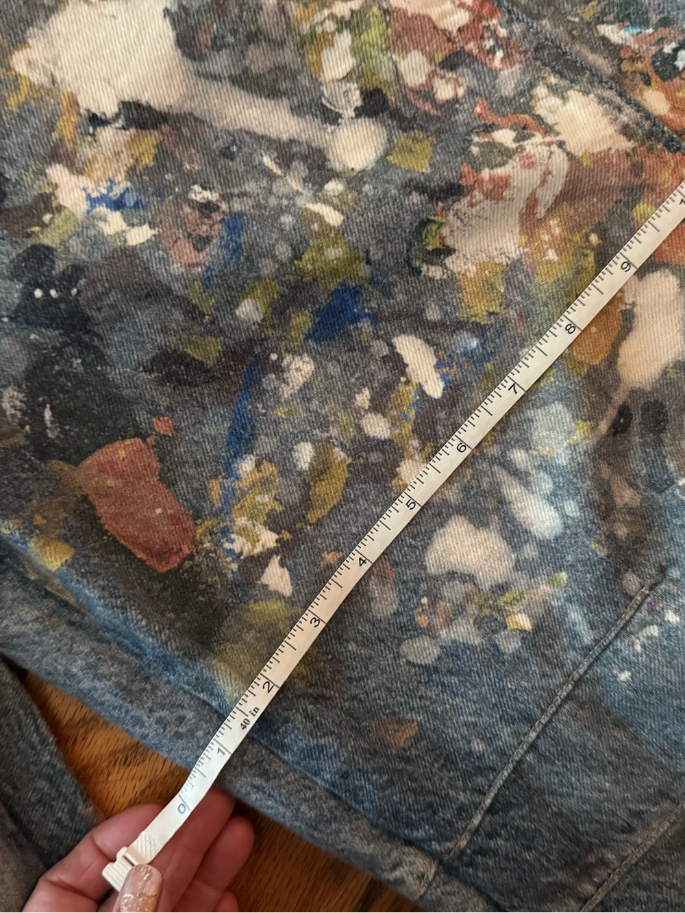 Free People Blue Paint-Splatter Wide-Leg Jeans with Butterfly Motif - Picture 12 of 15